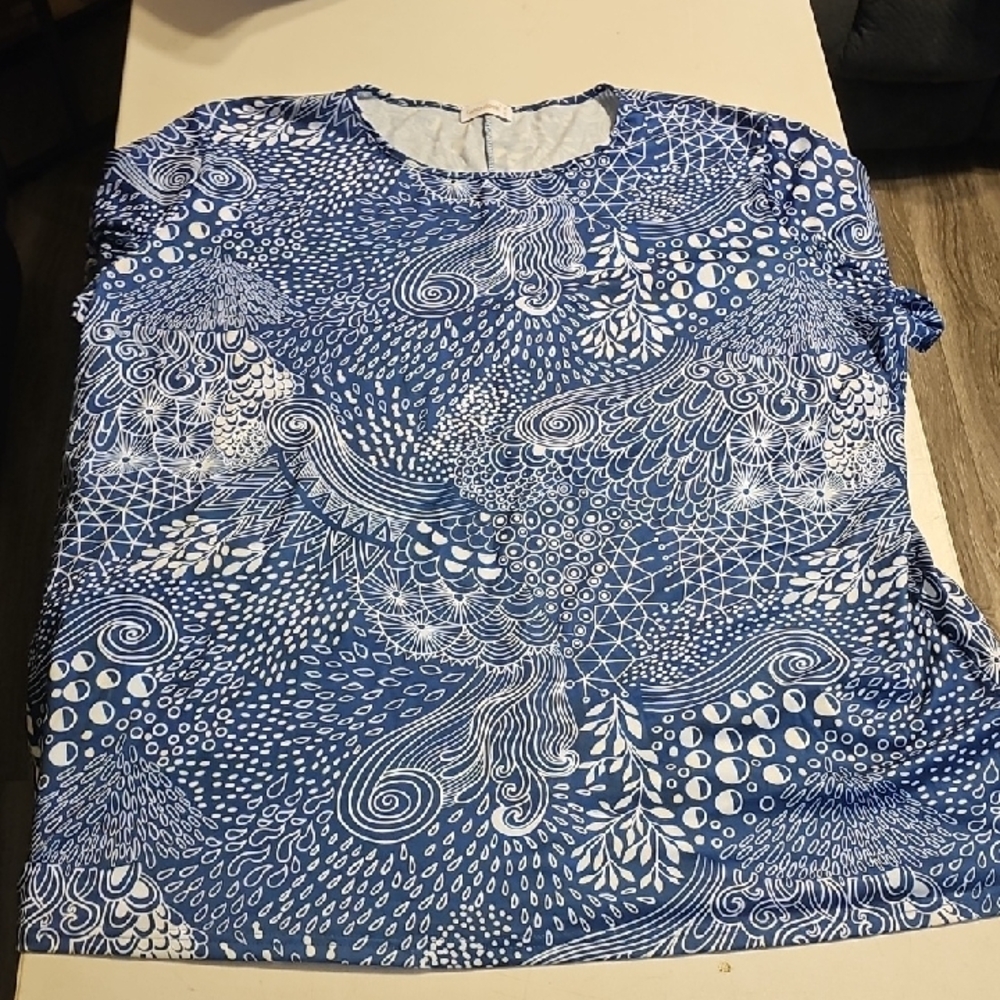 Fantaslook Plus Sz Womens Blouse. Blue And White!! Like New!! Sz 4xl